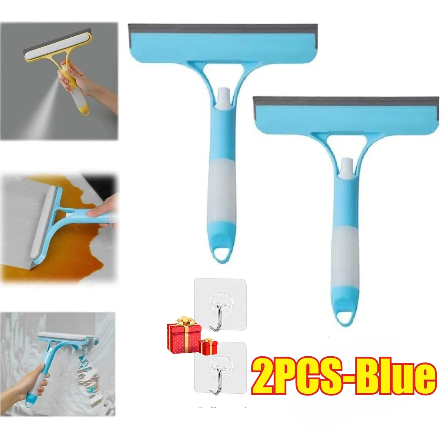 3 in 1 Window Cleaning Squeegee Multi Function Glass Mirror Wiper with Spray Bottle Microfiber Scrub Household Car Cleaner Tools