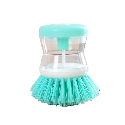 Dishwashing Brush with Soap Dispenser Non-Stick Grease Kitchen Push-On Cleaning Brush with Refillable Soap for Pots and Pans