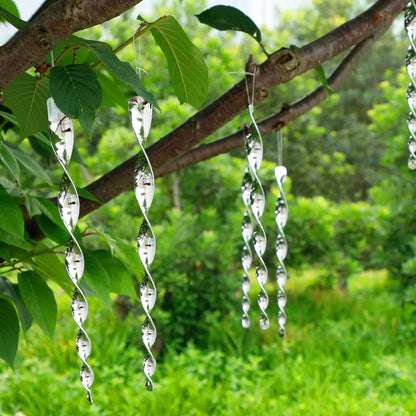 12Pcs Birds Repellent Reflective Rods Silver Spinner Bird Deterrent Device Hanging Ornament for Outdoor Garden Decor Supplies 12