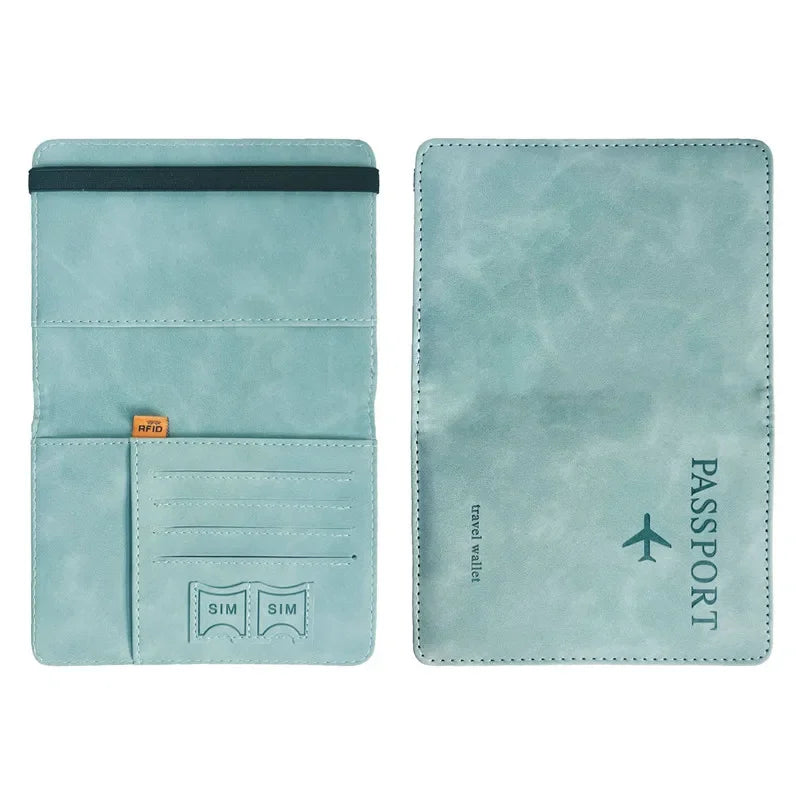 RFID Vintage Business Passport Holder – Multi-Function PU Leather Wallet for Travel