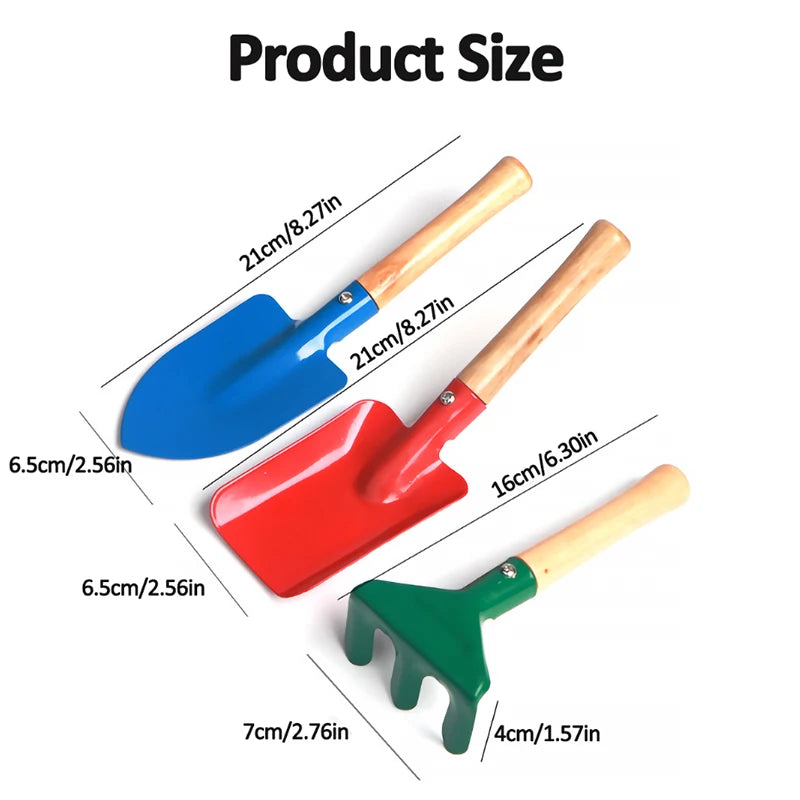 Children’s Wooden Handle Beach Shovel Set – Kids Sand Digging & Gardening Tools