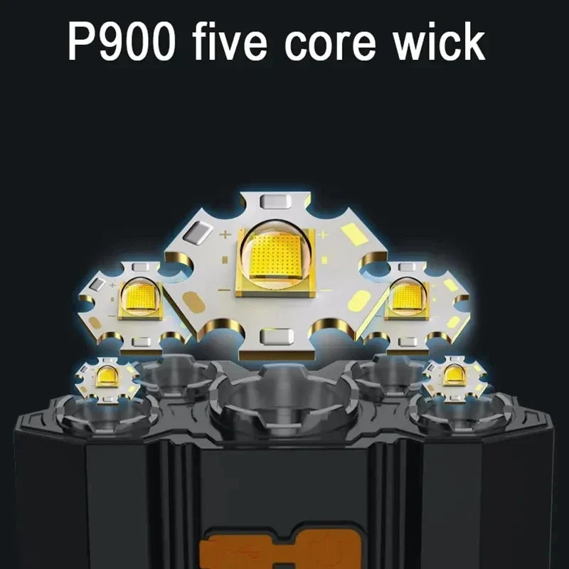 5 LED Rechargeable Headlamp with Built-in Lithium Battery – Waterproof Strong Headlight for Camping, Fishing & Cycling