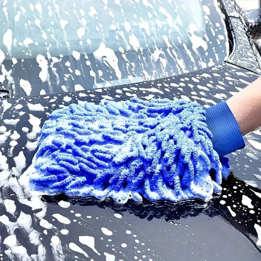 1 Chenille Plush Gloves for Car Cleaning Thickened Doublesided Car Cleaning Tools Ultrafine Fiber Car Washing Gloves