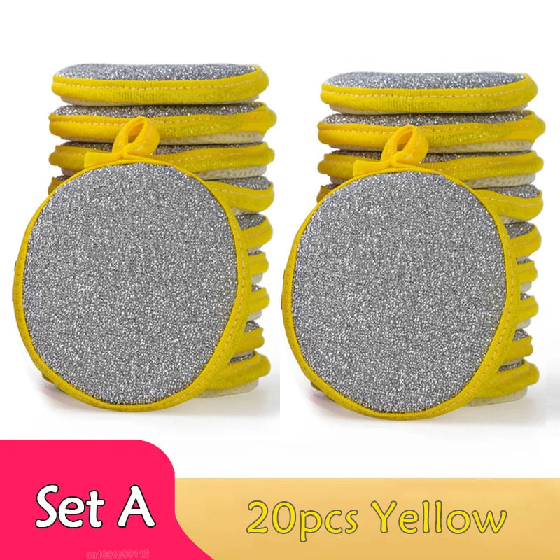 5/10/20pcs Double-Sided Dishwashing Sponges – Non-Scratch Kitchen Cleaning Pads for Pots & Pans