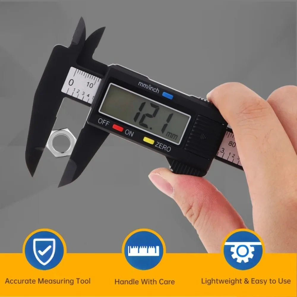 Electronic Digital Vernier Caliper – 150mm Carbon Fiber Measuring Tool with LCD Display