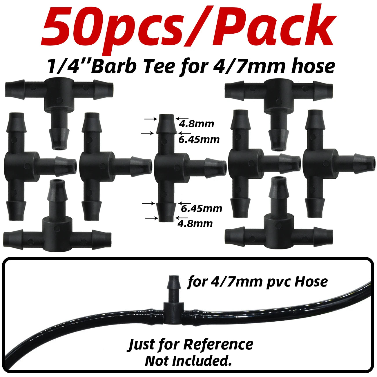 وصلات الري بالتنقيط ذات الأسنان 4/7 مم - وصلات خراطيم الأنابيب 1/4 بوصة للحدائق والمروج وأصص الزهور (1-50 قطعة)