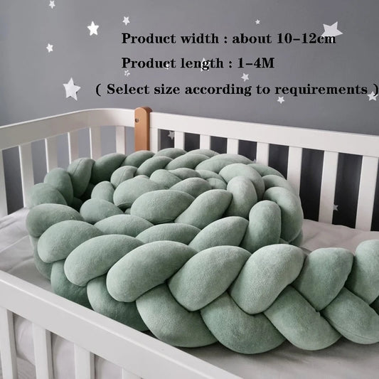 1–4M Braided Crib Bumper – Soft Baby Bed Protector Pillow for Infant Cradle & Nursery Decor