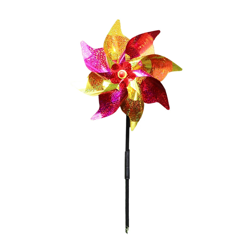 طاحونة هوائية طاردة للطيور، عاكسة ولامعة، على شكل فزاعة، لتزيين الحديقة والفناء، تُبعد الطيور عن الأطفال. 