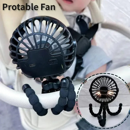 Baby Stroller Fan – Handheld Rechargeable USB Bladeless Mini Folding Fan for Outdoor, Table, or Neck Use