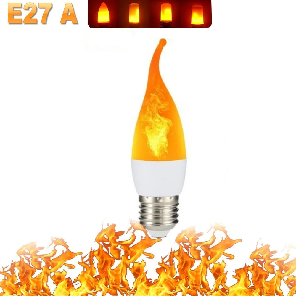 B22 E27 LED Flame Light Bulbs – 4 Mode Fire Simulation Bulb for Decor