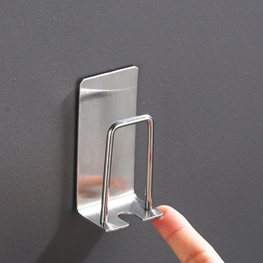 304 Stainless Steel Toothbrush & Cup Wall Hook – No-Drill Bathroom Holder for Toothbrushes, Razors, and Cups