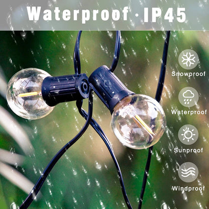 أضواء سلسلة خارجية LED G40 مقاومة للماء، تعمل بجهد 110 فولت/220 فولت، بتصميم زينة أبيض دافئ، مثالية لتزيين الفناء والحديقة وحفلات الزفاف.