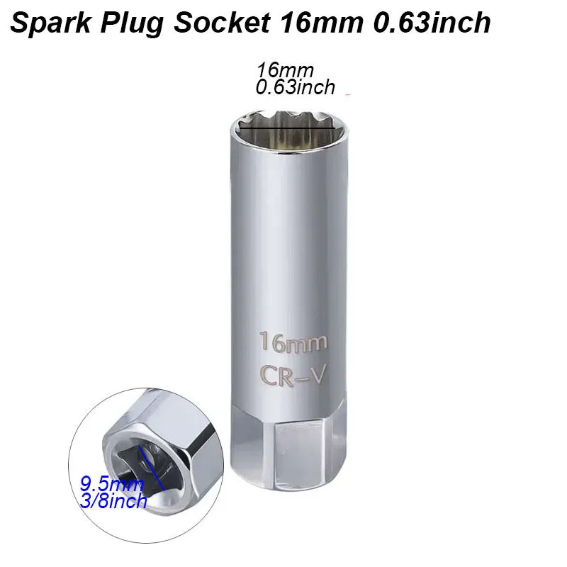 Spark Plug Socket Wrench Key Adapter 14 16mm Install Replace Repair Kit Torque Magnetic Remove Removal Gap Tool AUTO Mechanical
