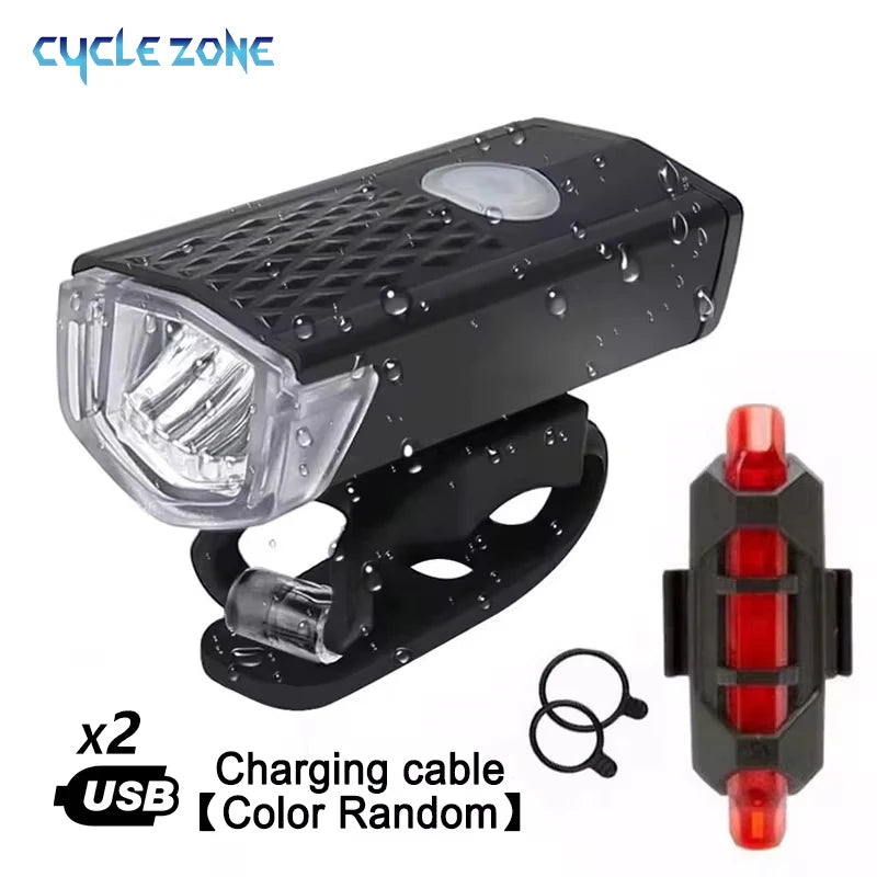 Bike Light Set Front and Rear – USB Rechargeable Bicycle Safety Lights with 3 Modes