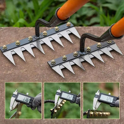 5/6/7/8 Teeth Carbon Steel Garden Rake – Heavy Duty Soil Loosening & Weeding Tool