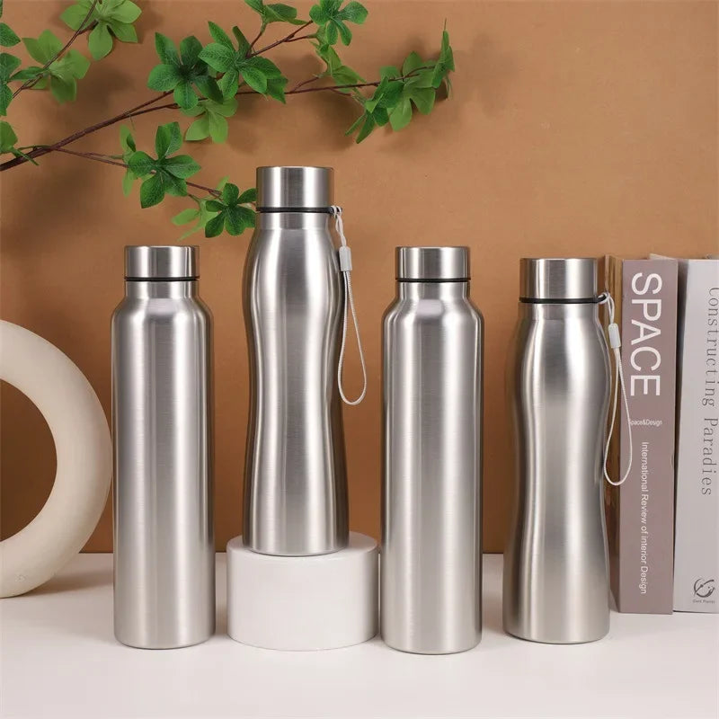 1000ml Stainless Steel Sports Water Bottle – Durable Single-Layer Metal Flask for Camping & Gym