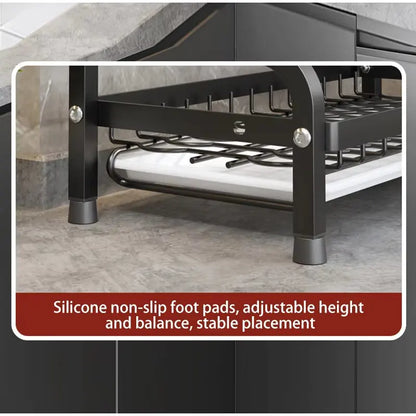 Multi-Functional 1/2-Tier Kitchen Dish Rack with Chopsticks, Knives & Cutting Board Holder – Space-Saving Sink Storage & Draining Rack