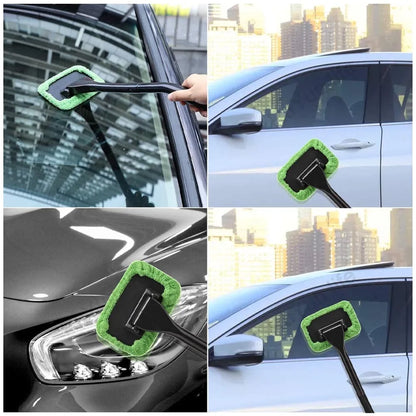 Car Window Cleaner Brush Kit with Microfiber Windshield Wiper – Auto Interior Glass Cleaning Tool