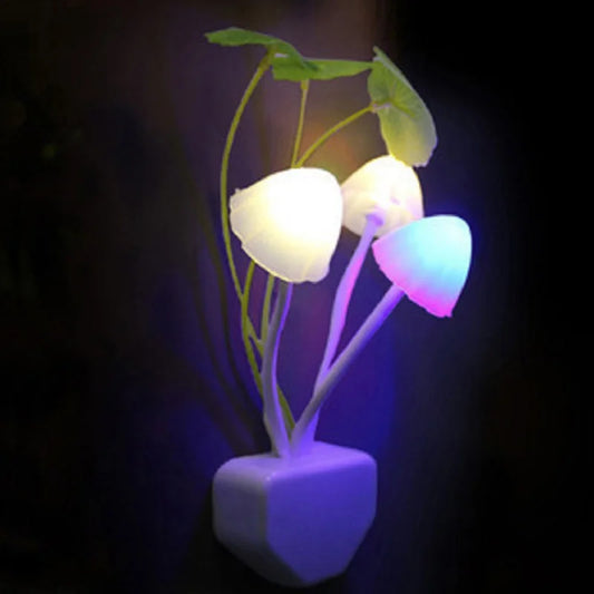 Novelty Mushroom Fungus Night Light with EU & US Plug – 3 Color LED Sensor Lamp for Bedroom, Kids Room & Mood Lighting