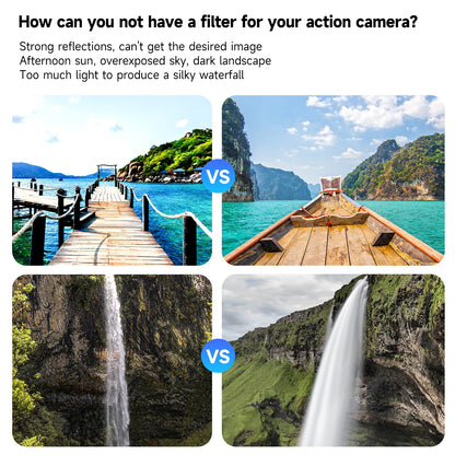 مجموعة فلاتر عدسات TELESIN CPL ND8 ND16 ND32 - فلاتر كاميرا بإطار من الألومنيوم لكاميرات DJI OSMO Action 3/4/5 Pro