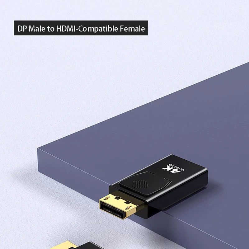 محول متوافق مع منفذ العرض إلى HDMI بدقة 4K، محول صوت وفيديو لشاشة الكمبيوتر من منفذ العرض إلى شاشة تلفزيون عالية الدقة 1080P 