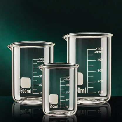 High Borosilicate Glass Measuring Cup – Clear Beaker with Scale for Kitchen Baking or Lab Use (50ml–1000ml)