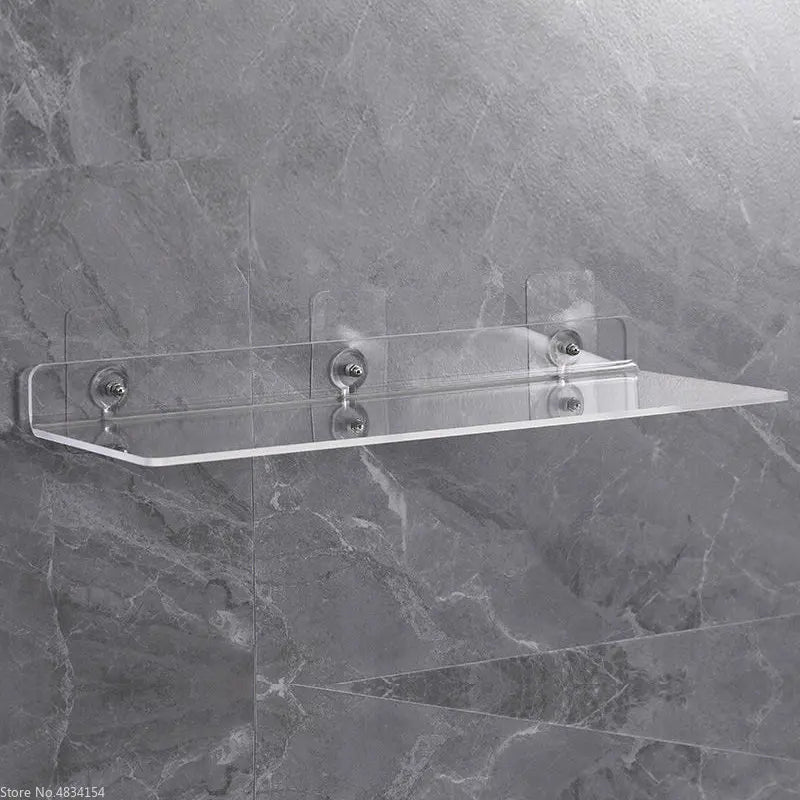 Clear Acrylic Floating Shelf Wall Mounted Organizer – Thick Transparent Display Ledge for Bathroom, Kitchen, Bedroom (20-50cm)