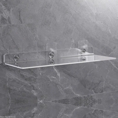 Clear Acrylic Floating Shelf Wall Mounted Organizer – Thick Transparent Display Ledge for Bathroom, Kitchen, Bedroom (20-50cm)