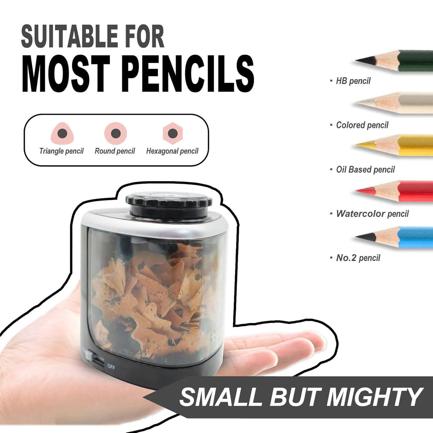 Electric Sharpener Desktop Automatic Pencil Sharpener Suitable To Pencils (6-8mm) for Students School Office Stationery Desktop