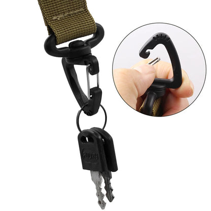 Tactical Nylon Webbing Belt with D-Ring Carabiner – Keychain Hook with Magic Tape Fastener