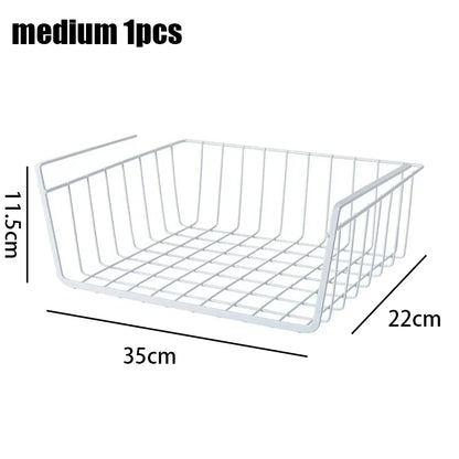 Multi-Functional Perforated Hanging Storage Basket – Iron Wire Rack for Kitchen & Bathroom Organization