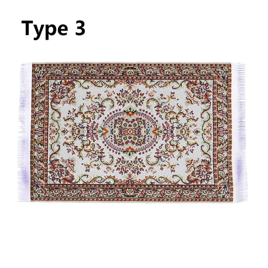 1:12 Scale Turkish Style Dollhouse Carpet – Miniature Weaving Rug for Doll Accessories & Mini House Decor