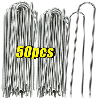U‑Type Garden Staples – Heavy‑Duty Galvanized Landscape Stakes for Netting & Ground Covers