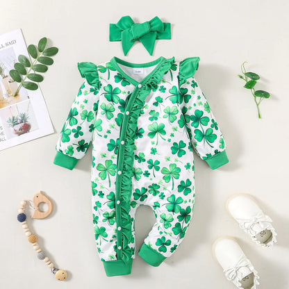 Bear Print Baby Romper – Soft Long Sleeve Winter Jumpsuit for Infants