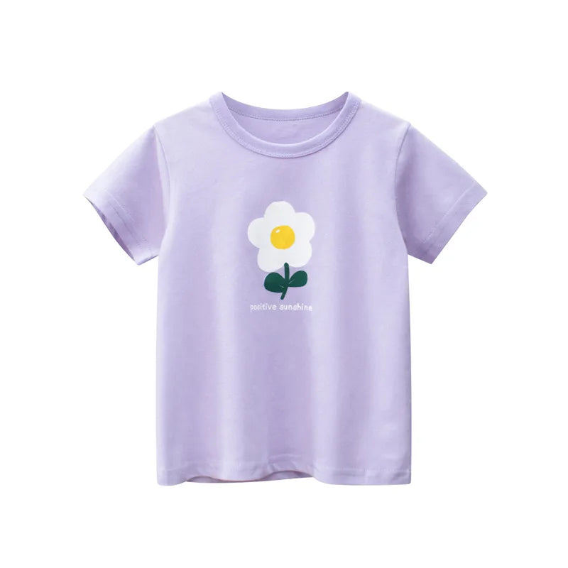 2025 Summer Kids’ Girls Short Sleeve T-Shirts – Printed Little Girl Tops for Toddlers (Ages 2-8 Years)