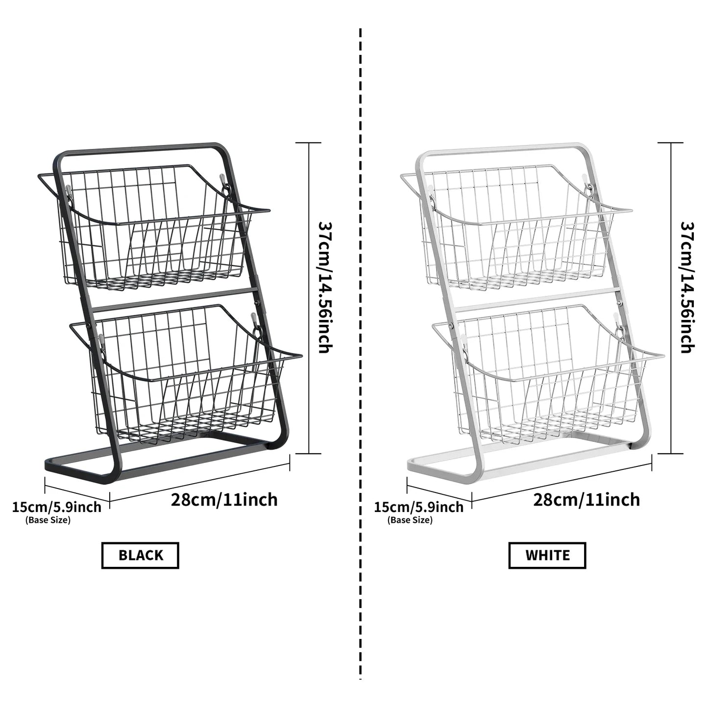 Fruit & Vegetable Wire Basket – Removable Kitchen Countertop Storage Rack for Spices & Snacks