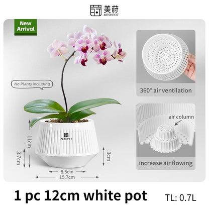 وعاء شبكي مثقوب لزراعة الأوركيد، وعاء بلاستيكي مزخرف لزراعة البنفسج الأفريقي، مزود بفتحات تهوية وتدفق هواء جيد. 