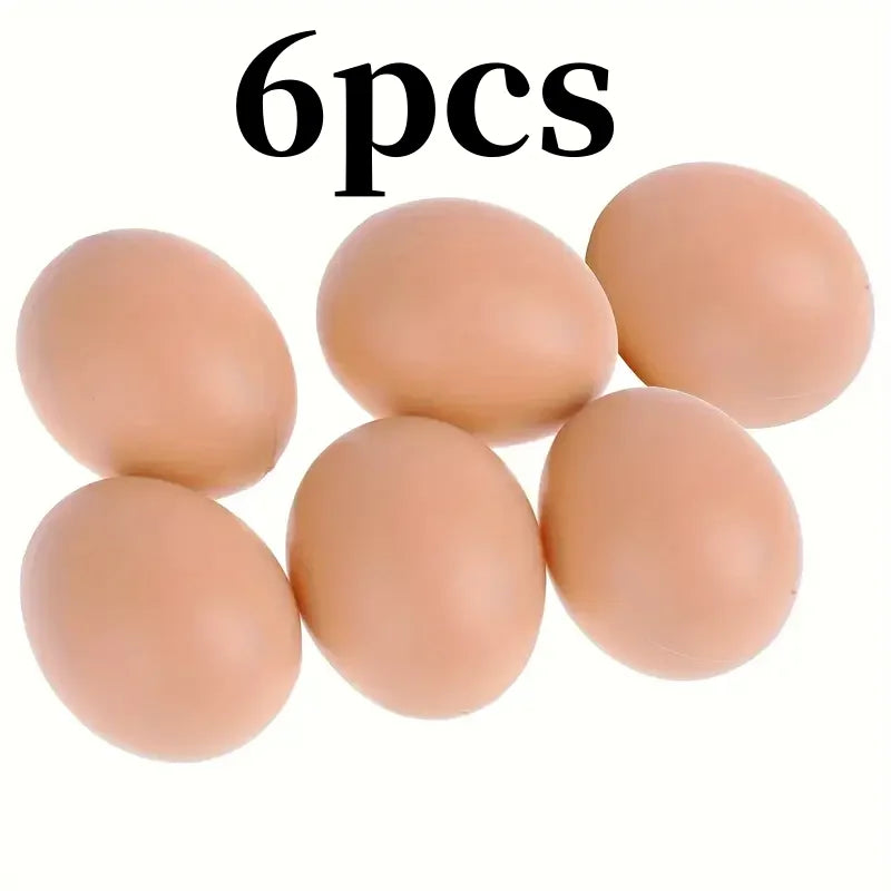 6/12PCS Plastic Fake Chicken Eggs – Hen Nesting Training Eggs for Coops & Cages