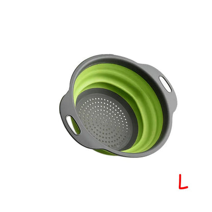 LMETJMA Round Folding Colander BPA Free Fruits Vegetables Washing Drain Basket Kitchen Colander Strainer Dishwasher Safe KC0236
