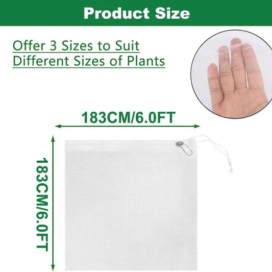 1.8m Extra Large Fruit Tree Netting Bag - Zippered Drawstring Insect & Bird Protection Cover for Plants