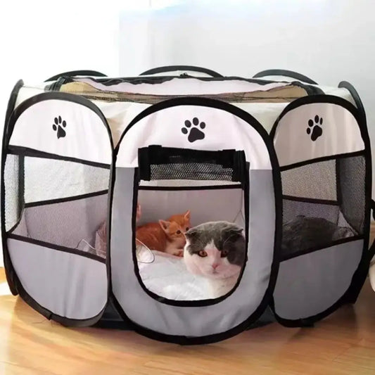 Portable Foldable Pet Tent – Octagonal Puppy Shelter & Playpen for Cats and Dogs