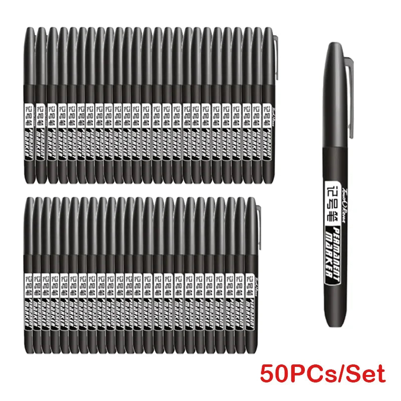 6 PCS Permanent Marker Pen Manga Drawing Markers Black Blue Red Waterproof Ink Sketch Pens Stationery Art School Supplies