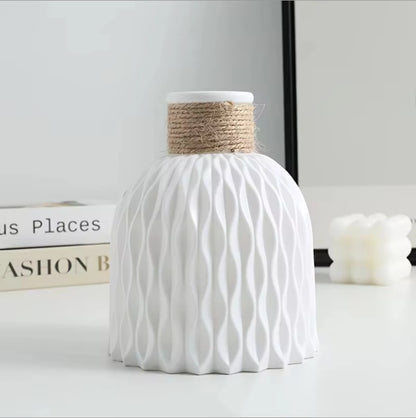 Modern Wave Ripple Plastic Vase – Nordic Flower Pot for Desktop or Table Decoration