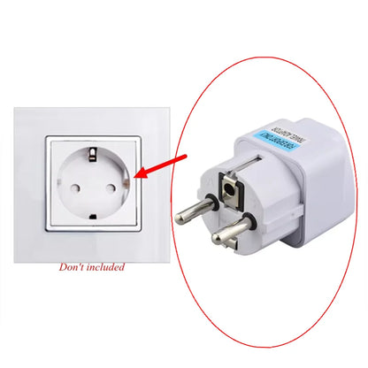 محول قابس عالمي من الولايات المتحدة والمملكة المتحدة وأستراليا إلى الاتحاد الأوروبي - محول مقبس شاحن حائط للسفر مع دبابيس دائرية عدد 1