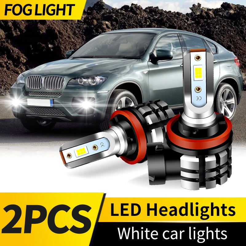 قطعتان من مصابيح زينون HID بديلة لمصابيح BMW X6 E71 E72 موديلات 2008-2014، مصابيح أمامية LED D1S H11 بتقنية Canbus، لون أبيض 6000 كلفن، إضاءة عالية/منخفضة، مصابيح ضباب 