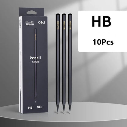 مجموعة أقلام رصاص جرافيت من الخشب الأسود - 10 أقلام رصاص للكتابة HB و2B للاستخدام المدرسي أو المكتبي