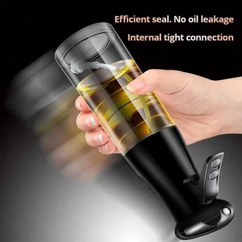 Black Transparent Oil Spray Bottle – Kitchen Olive Oil Dispenser for Cooking, Baking & Barbecue