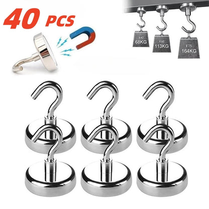 40PCS Strong Magnetic Hooks – Multi-Purpose Storage & Hanging Hooks for Home, Kitchen & Bathroom