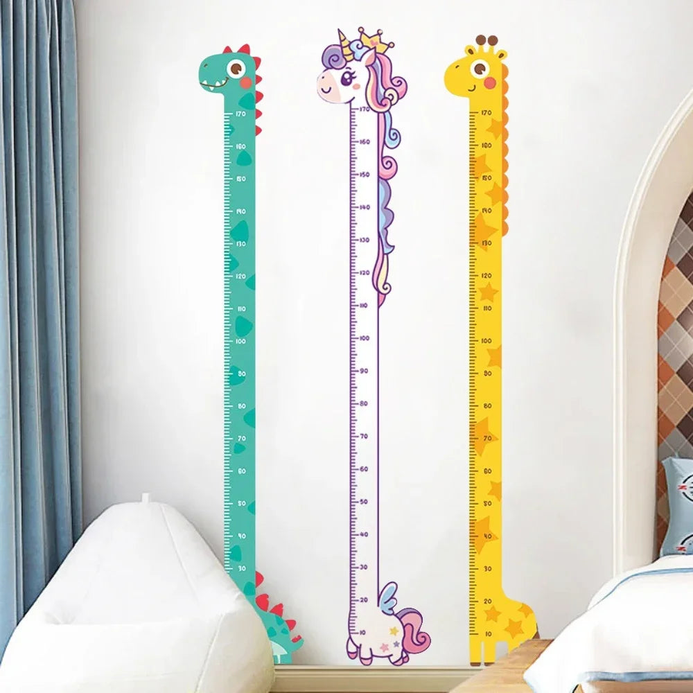 Whimsical Animal Growth Chart Wall Decals – Unicorn, Dino & Giraffe Height Stickers for Nursery & Kids Room Decor