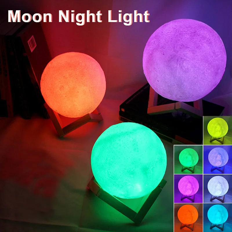 LED Moon Night Light – 3D Galaxy Lamp for Bedroom Décor, Gifts for Girls, Boys & Kids